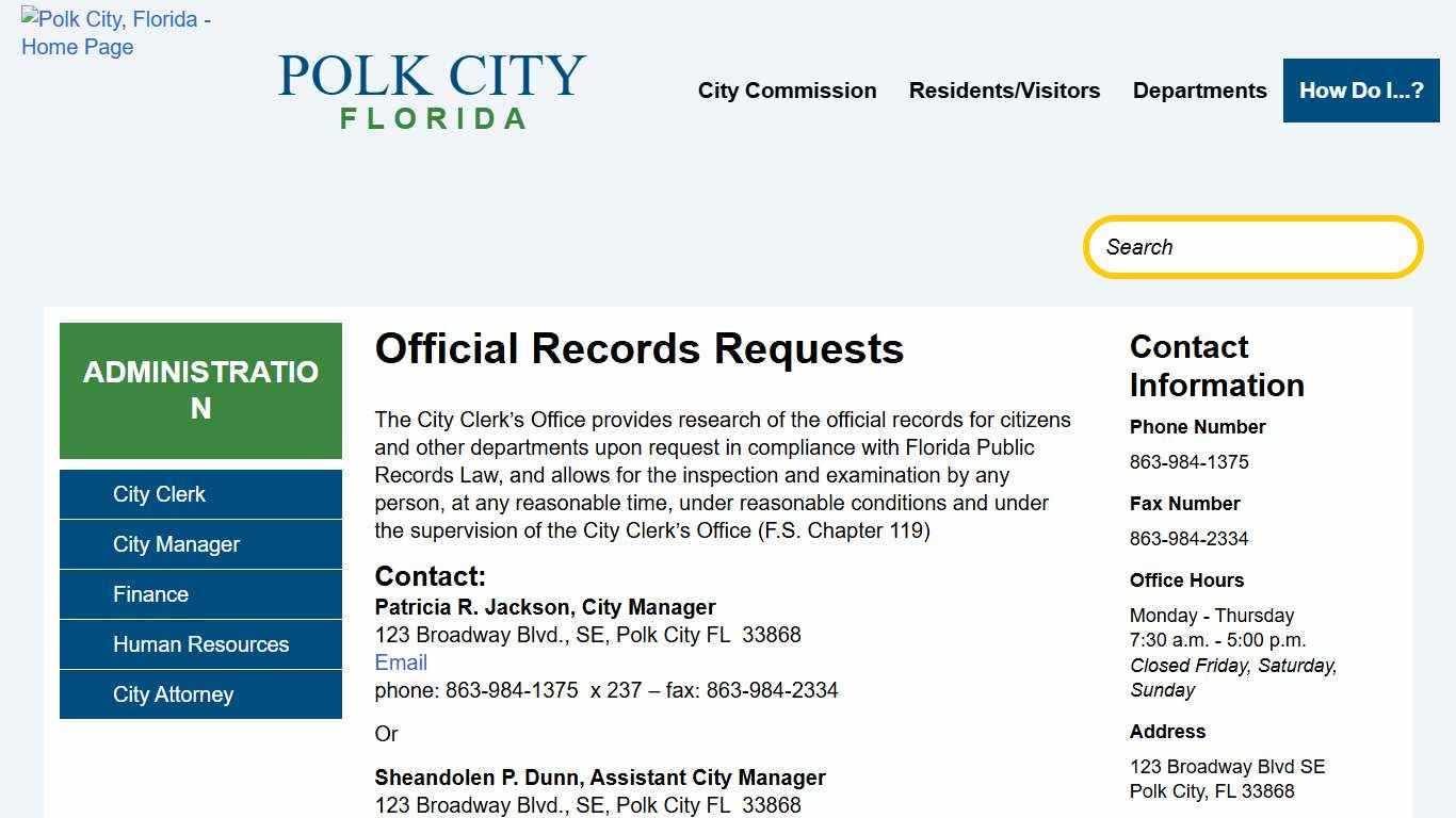 Official Records Requests Polk City FL