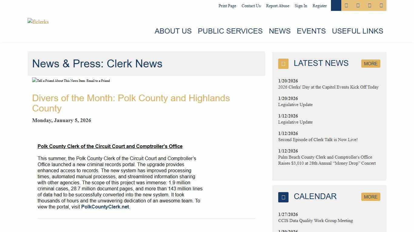 Divers of the Month: Polk County and Highlands County - Florida Court Clerks & Comptrollers