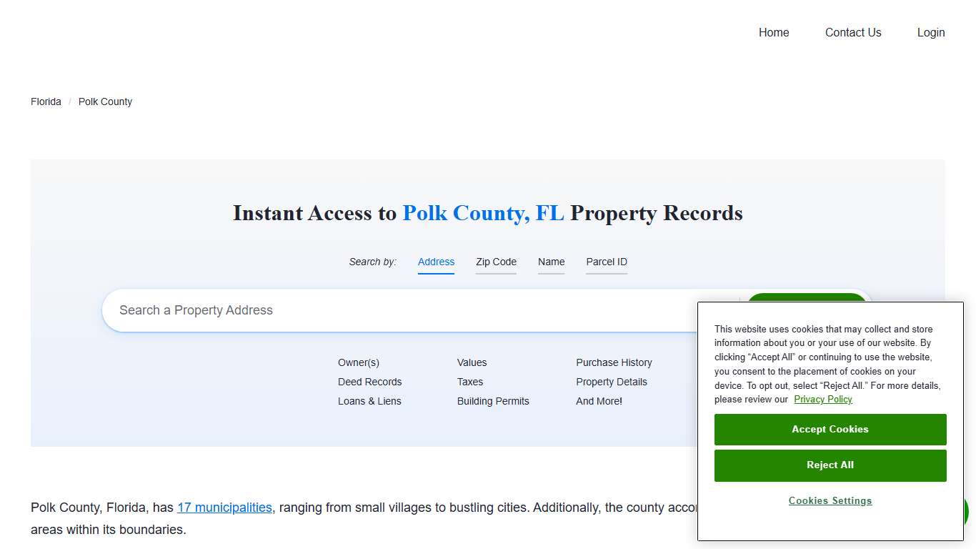 Polk County, FL Property Records Owners, Deeds, Permits